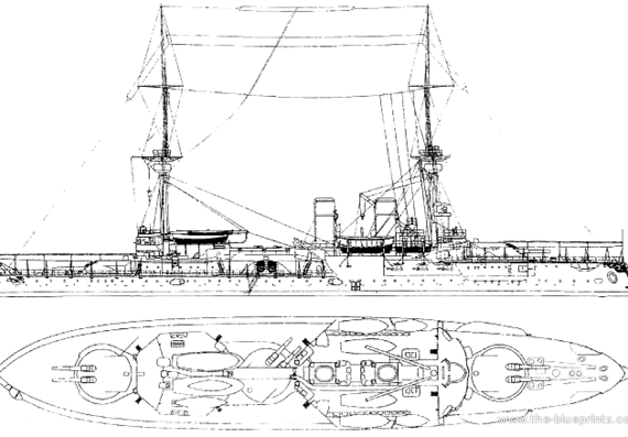 Боевой корабль SMS Kurfurst Friedrich Wilhelm 1894 [Battleship] - чертежи, габариты, рисунки